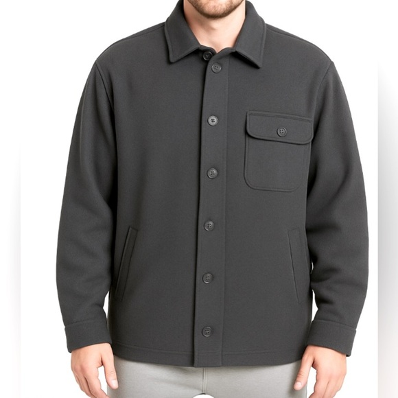 WOOL BLEND FRONT RANGE SHIRT JACKET QUILTED PADDED GRAY Shacket With Front Zip - Picture 1 of 11